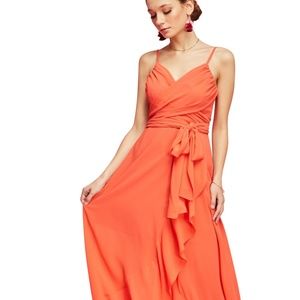 V-Neck Empire Waist Ruffle Maxi Dress